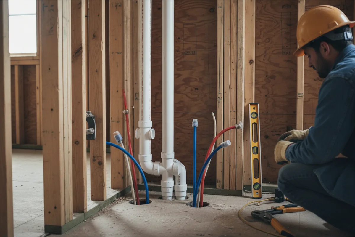 Drain and supply rough-in during Leak Detection in Belen