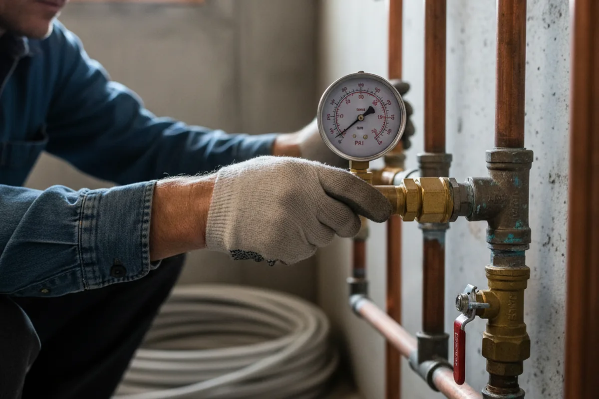 Pressure testing a repaired line during Water Line Repair in Belen